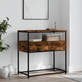 Mesa consola madera de ingeniería roble ahumado 75x40x75 cm de , Mesas auxiliares - Ref: Foro24-834157, Precio: 53,02 €, Desc...