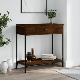 Mesa consola madera de ingeniería marrón roble 75x34,5x75 cm de , Mesas auxiliares - Ref: Foro24-834169, Precio: 57,98 €, Des...