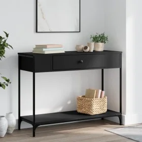 Mesa consola madera de ingeniería negra 100x34,5x75 cm de , Mesas auxiliares - Ref: Foro24-834160, Precio: 64,87 €, Descuento: %