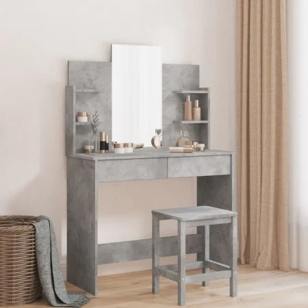 Tocador con espejo color gris hormigón 96x39x142 cm de , Tocadores para dormitorios - Ref: Foro24-837577, Precio: 79,22 €, De...