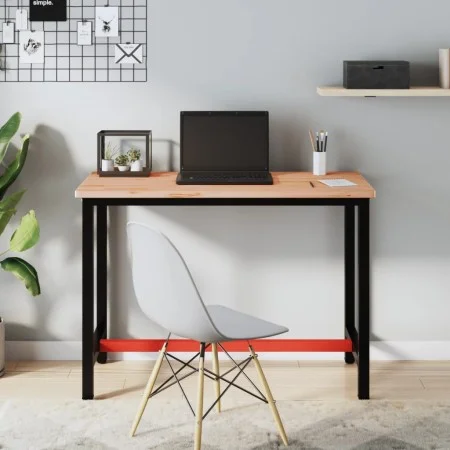 Solid beech wood and metal workbench 115x55x81.5 cm by , Work tables - Ref: Foro24-3188904, Price: 153,88 €, Discount: %