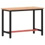 Solid beech wood and metal workbench 115x55x81.5 cm by , Work tables - Ref: Foro24-3188904, Price: 153,88 €, Discount: %