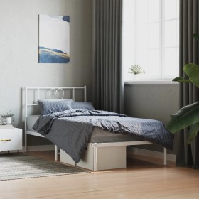 Estructura de cama de metal con cabecero blanco 107x203 cm de , Camas y somieres - Ref: Foro24-355508, Precio: 69,25 €, Descu...