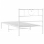 Estructura de cama de metal con cabecero blanco 107x203 cm de , Camas y somieres - Ref: Foro24-355508, Precio: 69,25 €, Descu...