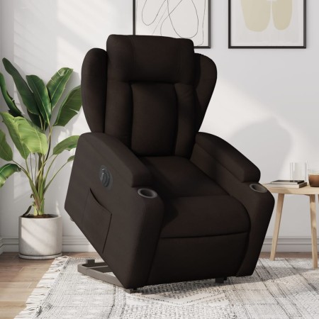 Sillón eléctrico reclinable elevable de tela marrón oscuro en Sillones | Comprar online en Foru.es
