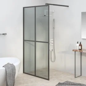 Accessible shower screen dark tempered glass 100x195 cm by , Shower walls and screens - Ref: Foro24-151886, Price: 172,38 €, ...