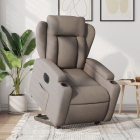 Sillón eléctrico reclinable elevable de tela gris taupe en Sillones | Comprar online en Foru.es