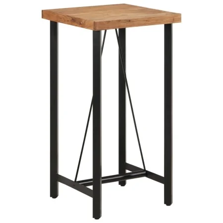 Mesa alta de hierro y madera maciza de acacia 55x55x107 cm de , Mesas de cocina y de comedor - Ref: Foro24-356369, Precio: 18...