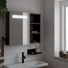 Mueble de baño con espejo y luz LED negro 60x13x52 cm de , Tocadores de baño - Ref: Foro24-357971, Precio: 90,31 €, Descuento: %