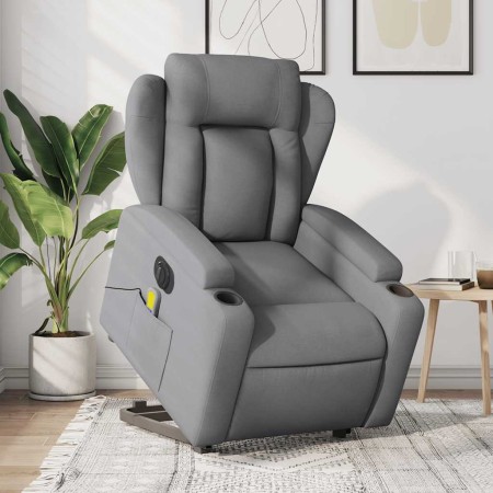 Sillón de masaje eléctrico reclinable elevable tela gris claro en Sillones | Comprar online en Foru.es