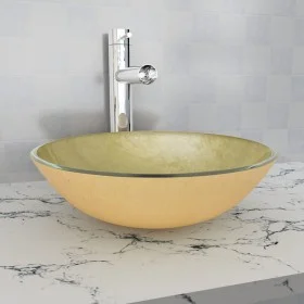 Golden tempered glass sink 42 cm by vidaXL, Sinks - Ref: Foro24-142233, Price: 53,76 €, Discount: %