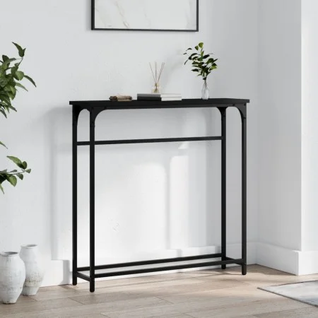 Mesa consola madera de ingeniería negra 75x19,5x75 cm de , Mesas auxiliares - Ref: Foro24-834135, Precio: 36,07 €, Descuento: %