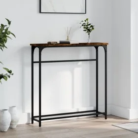 Mesa consola madera de ingeniería roble ahumado 75x19,5x75 cm de , Mesas auxiliares - Ref: Foro24-834137, Precio: 39,63 €, De...