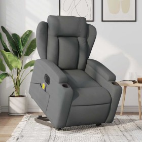 Sillón de masaje eléctrico reclinable elevable tela gris oscuro en Sillones | Comprar online en Foru.es