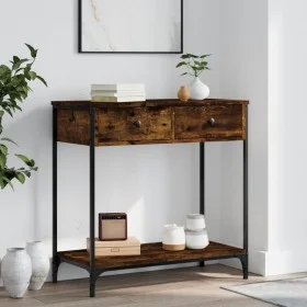 Mesa consola madera de ingeniería roble ahumado 75x34,5x75 cm de , Mesas auxiliares - Ref: Foro24-834177, Precio: 54,16 €, De...
