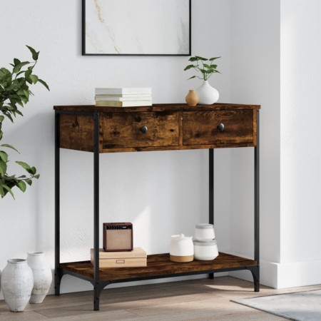 Mesa consola madera de ingeniería roble ahumado 75x34,5x75 cm de , Mesas auxiliares - Ref: Foro24-834177, Precio: 55,44 €, De...