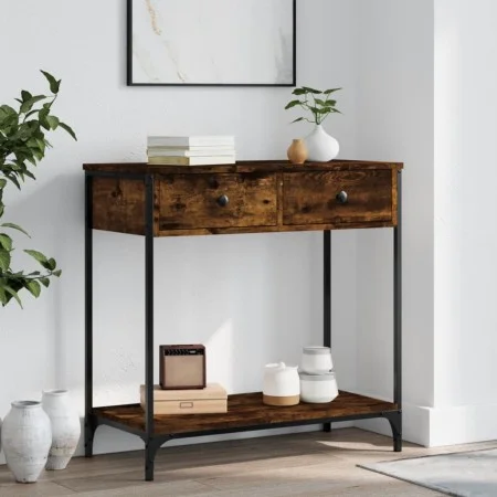 Smoked oak engineered wood console table 75x34.5x75 cm by , Side tables - Ref: Foro24-834177, Price: 54,16 €, Discount: %