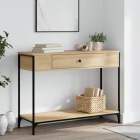 Mesa consola madera de ingeniería roble Sonoma 100x34,5x75 cm de , Mesas auxiliares - Ref: Foro24-834161, Precio: 63,33 €, De...