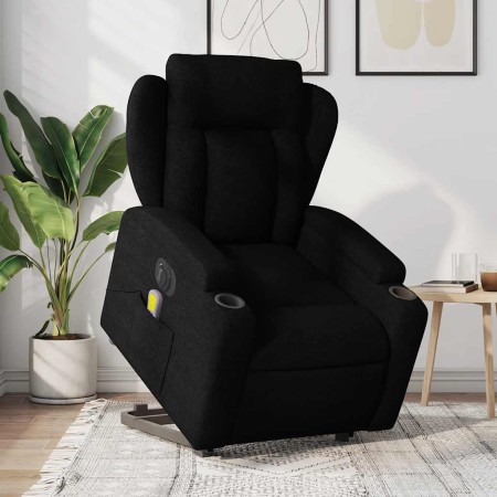 Sillón de masaje eléctrico reclinable elevable tela negro en Sillones | Comprar online en Foru.es