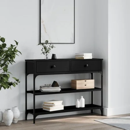Mesa consola madera de ingeniería negra 100x25x75 cm de , Mesas auxiliares - Ref: Foro24-834180, Precio: 88,91 €, Descuento: %