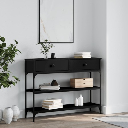 Mesa consola madera de ingeniería negra 100x25x75 cm de , Mesas auxiliares - Ref: Foro24-834180, Precio: 89,43 €, Descuento: %