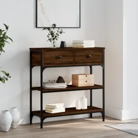 Mesa consola madera de ingeniería marrón roble 72,5x25x75 cm de , Mesas auxiliares - Ref: Foro24-834189, Precio: 78,21 €, Des...