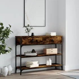 Mesa consola madera de ingeniería roble ahumado 100x25x75 cm de , Mesas auxiliares - Ref: Foro24-834182, Precio: 71,01 €, Des...