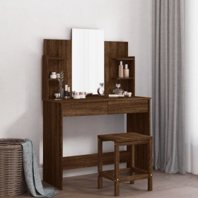 Tocador con espejo color marrón roble 96x39x142 cm de , Tocadores para dormitorios - Ref: Foro24-837581, Precio: 83,83 €, Des...