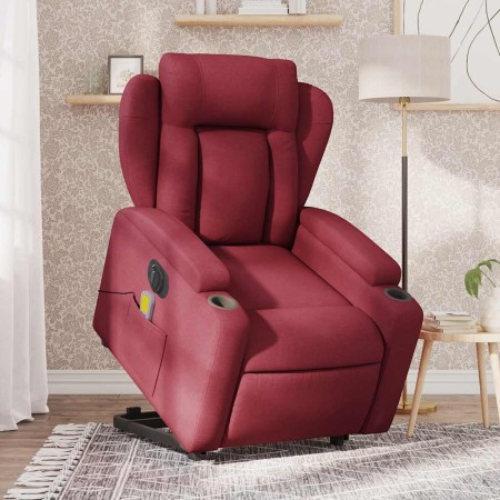Sillón de masaje elevable eléctrico tela rojo tinto en Sillones | Comprar online en Foru.es