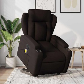 Sillón masaje eléctrico reclinable elevable tela marrón oscuro en Sillones | Comprar online en Foru.es