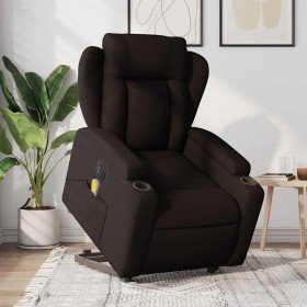 Sillón masaje eléctrico reclinable elevable tela marrón oscuro en Sillones | Comprar online en Foru.es