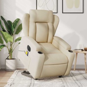 Sillón de masaje eléctrico reclinable elevable tela crema en Sillones | Comprar online en Foru.es