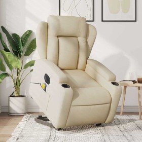 Sillón de masaje eléctrico reclinable elevable tela crema en Sillones | Comprar online en Foru.es