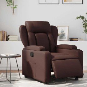 Sillón reclinable eléctrico de cuero sintético marrón en Sillones | Comprar online en Foru.es