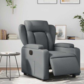 Sillón reclinable eléctrico de cuero sintético gris en Sillones | Comprar online en Foru.es