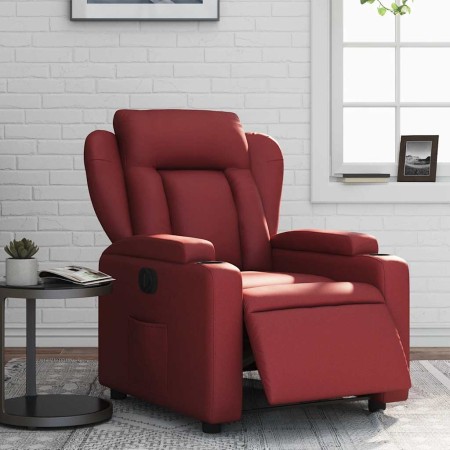 Sillón reclinable eléctrico de cuero sintético rojo tinto en Sillones | Comprar online en Foru.es