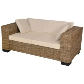Conjunto de sofá de dos plazas 7 piezas ratán real de vidaXL, Sofás - Ref: Foro24-243245, Precio: 380,48 €, Descuento: %