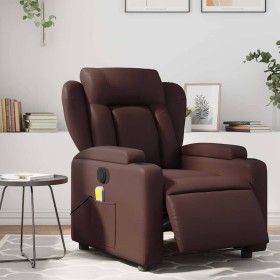 Sillón de masaje reclinable eléctrico cuero sintético marrón en Sillones | Comprar online en Foru.es