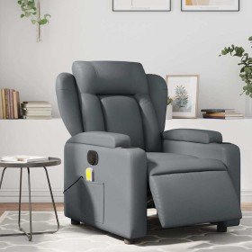 Sillón de masaje reclinable eléctrico cuero sintético gris en Sillones | Comprar online en Foru.es
