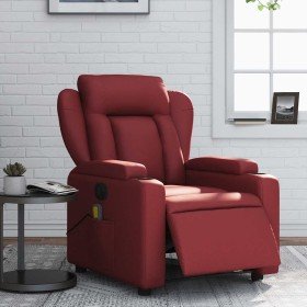 Sillón de masaje reclinable de cuero artificial rojo tinto en Sillones | Comprar online en Foru.es