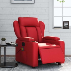 Sillón de masaje reclinable eléctrico de cuero artificial rojo en Sillones | Comprar online en Foru.es