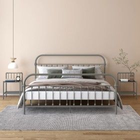 Mesitas de noche 2 unidades metal y vidrio gris y negro de vidaXL, Mesitas de noche - Ref: Foro24-325101, Precio: 45,46 €, De...