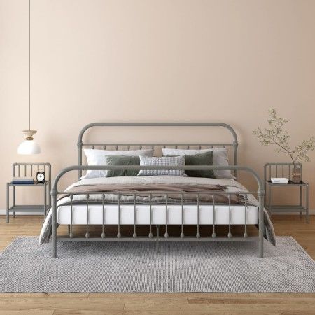 Mesitas de noche 2 unidades metal y vidrio gris y negro de vidaXL, Mesitas de noche - Ref: Foro24-325101, Precio: 45,46 €, De...