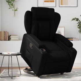 Sillón reclinable elevable cuero artificial negro en Sillones | Comprar online en Foru.es