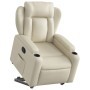 Sillón reclinable elevable cuero artificial color crema en Sillones | Comprar online en Foru.es