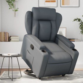 Sillón reclinable elevable cuero artificial gris en Sillones | Comprar online en Foru.es