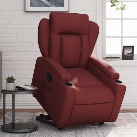 Sillón reclinable elevable cuero artificial rojo tinto en Sillones | Comprar online en Foru.es
