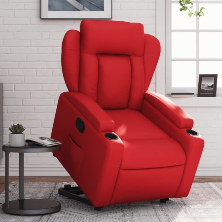 Sillón reclinable elevable cuero artificial rojo en Sillones | Comprar online en Foru.es