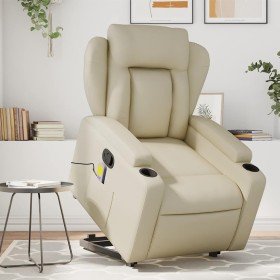 Sillón reclinable de masaje de pie cuero artificial color crema en Sillones | Comprar online en Foru.es