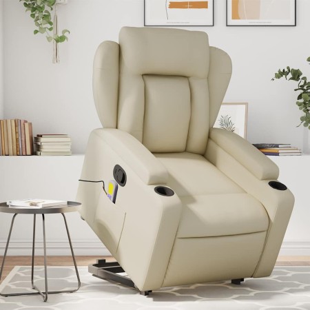Sillón reclinable de masaje de pie cuero artificial color crema en Sillones | Comprar online en Foru.es
